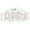 Ensemble de bar 9 pcs Blanc Bois de pin massif