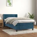 cadre de lit et matelas Bleu foncé 80x200 cm Velours