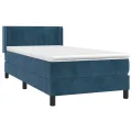 cadre de lit et matelas Bleu foncé 80x200 cm Velours