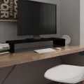 Meuble TV/support pour moniteur 90x30x13 cm verre noir