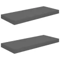 Étagère murale flottante 2 pcs Gris brillant 60x23,5x3,8 cm MDF