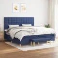 cadre de lit avec matelas Bleu 200x200 cm Tissu