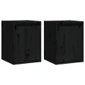 Armoires murales 2 pcs Noir 30x30x40 cm Bois de pin massif