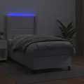 cadre de lit matelas LED Blanc 100x200 cm Similicuir