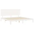 Cadre de lit sans matelas blanc 200x200 cm bois massif de pin