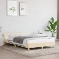 Cadre de lit sans matelas crème 120x200 cm tissu