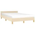 Cadre de lit sans matelas crème 120x200 cm tissu