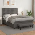 cadre de lit avec matelas Gris 140x200 cm Similicuir