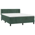 cadre de lit et matelas Vert foncé 140x190cm Velours