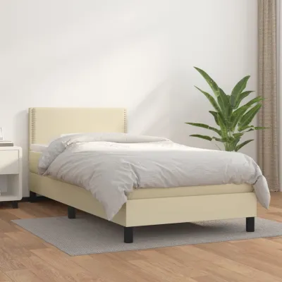 cadre de lit avec matelas Crème 100x200cm Similicuir