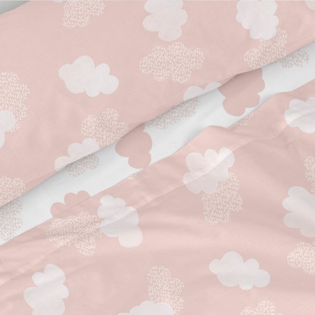 Set beddengoed HappyFriday Basic Kids Clouds Roze Bed van 80/90 2 Onde