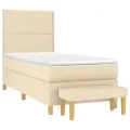 cadre de lit et matelas Crème 90x190 cm Tissu
