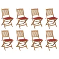 Chaises pliables d'extérieur et coussins lot de 8 Bois d'acacia