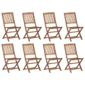 Chaises pliables d'extérieur et coussins lot de 8 Bois d'acacia