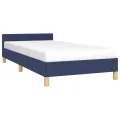 Cadre de lit avec tête de lit sans matelas bleu 90x200 cm tissu