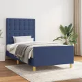 Cadre de lit sans matelas bleu 90x200 cm tissu
