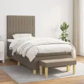 cadre de lit avec matelas Taupe 90x190 cm Tissu