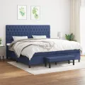 cadre de lit avec matelas Bleu 200x200 cm Tissu