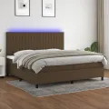 cadre de lit matelas et LED Marron foncé 200x200 cm