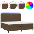 cadre de lit matelas et LED Marron foncé 200x200 cm