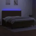 cadre de lit matelas et LED Marron foncé 200x200 cm