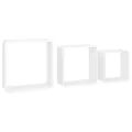 Étagères murales sous forme de cube 3 pcs Blanc MDF