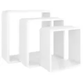 Étagères murales sous forme de cube 3 pcs Blanc MDF