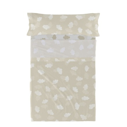 Set beddengoed HappyFriday Basic Kids Clouds Beige Bed van 105 180 x 2