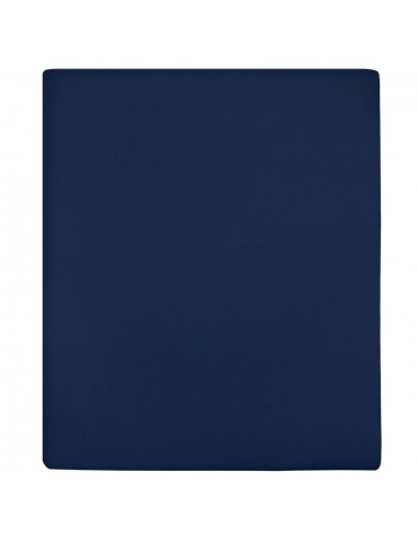 Draps-housses Jersey 2 pcs Bleu marine 90x200 cm Coton