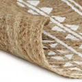 Tapis fait à la main Jute avec imprimé blanc 120 cm