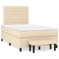 cadre de lit avec matelas Crème 120x200 cm Tissu
