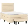 cadre de lit avec matelas Crème 120x200 cm Tissu