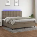 cadre de lit et matelas et LED Taupe 200x200cm Tissu