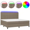 cadre de lit et matelas et LED Taupe 200x200cm Tissu
