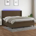 cadre de lit matelas et LED Marron foncé 200x200 cm