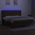 cadre de lit matelas et LED Marron foncé 200x200 cm