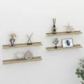 Étagères murales 4 pcs blanc et chêne sonoma 60x9x3 cm