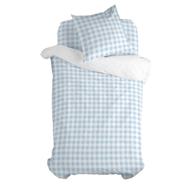 Dekbedovertrek set HappyFriday Basic Kids Blauw Bed van 80 Vichy 2 Ond