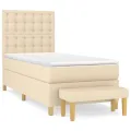 cadre de lit et matelas Crème 90x190 cm Tissu
