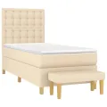 cadre de lit et matelas Crème 90x190 cm Tissu