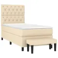 cadre de lit avec matelas Crème 80x200 cm Tissu