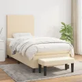 cadre de lit avec matelas Crème 80x200 cm Tissu