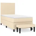 cadre de lit avec matelas Crème 80x200 cm Tissu