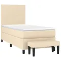 cadre de lit avec matelas Crème 80x200 cm Tissu