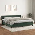 cadre de lit et matelas Vert foncé 200x200cm Velours