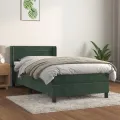 cadre de lit et matelas Vert foncé 80x200 cm Velours