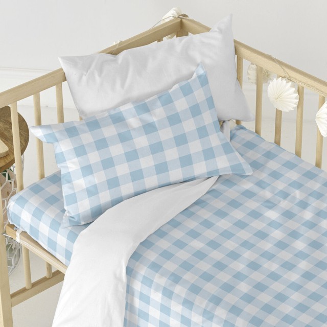 Dekbedovertrek set HappyFriday Basic Kids Blauw Wieg voor baby's Vichy
