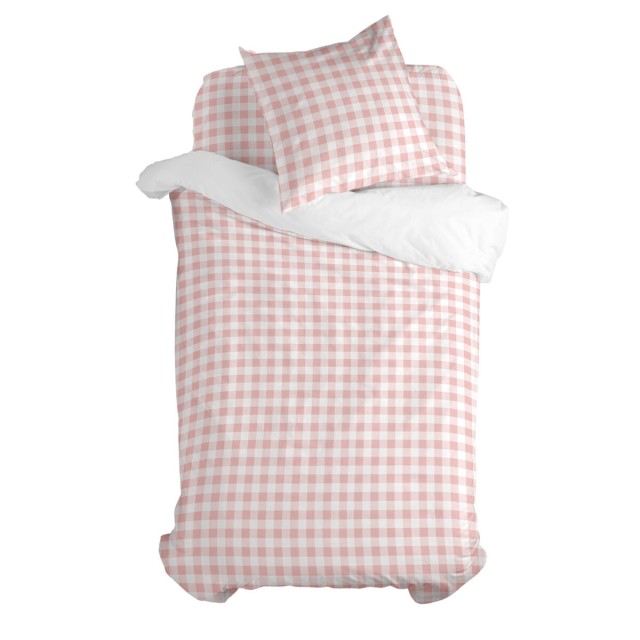 Dekbedovertrek set HappyFriday Basic Kids Roze Bed van 80 Vichy 2 Onde