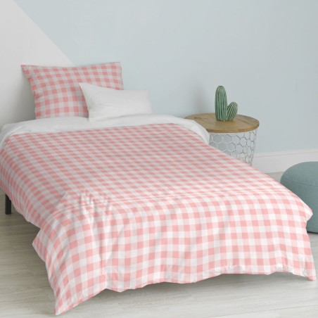 Duvet cover set HappyFriday Basic Kids Pink Single Gingham 2 Pieces