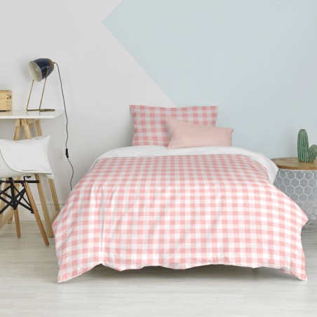 Dekbedovertrek set HappyFriday Basic Kids Roze Bed van 80 Vichy 2 Onde